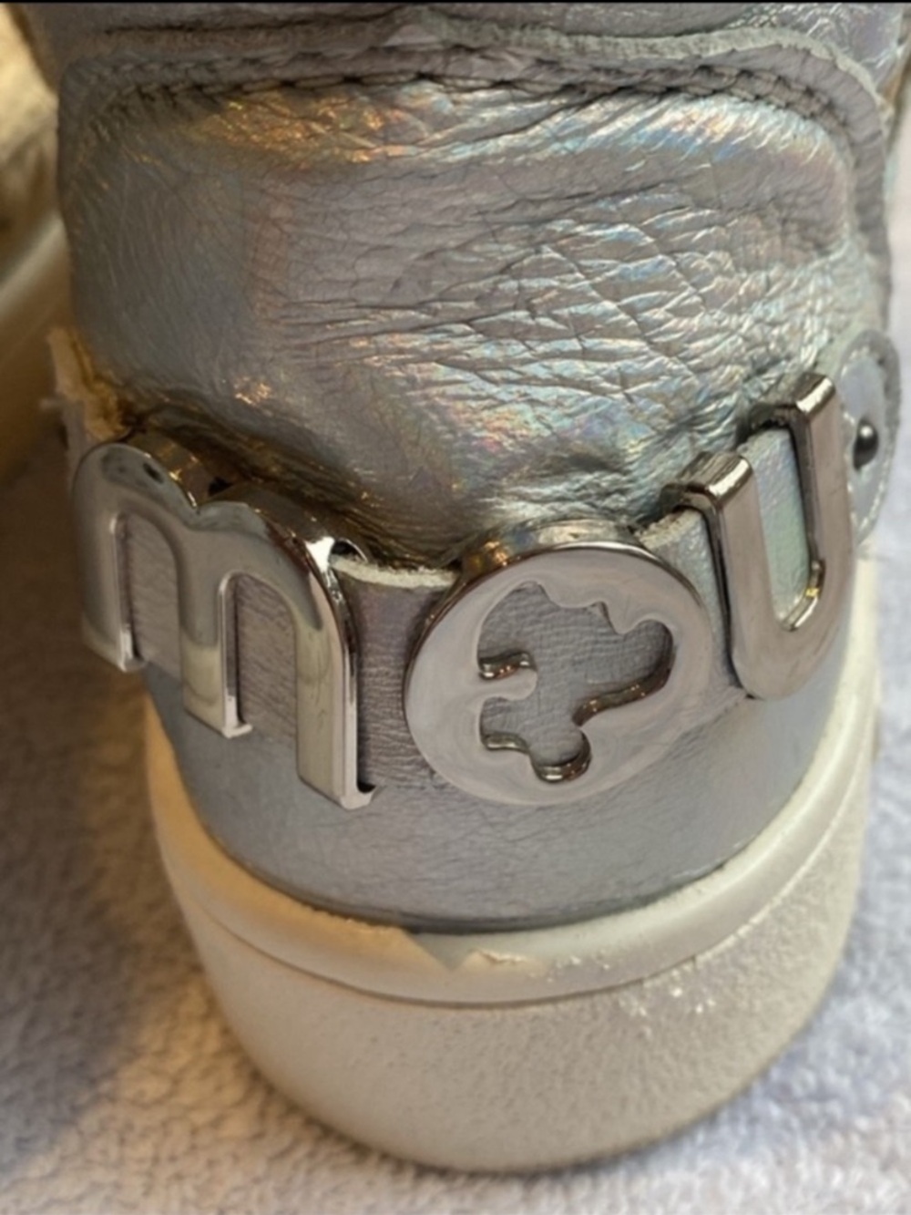 💕 Host Pick💕 MOU Blue and gold Silver sheepskin and leather Ankle Boots - like n - Picture 7 of 17